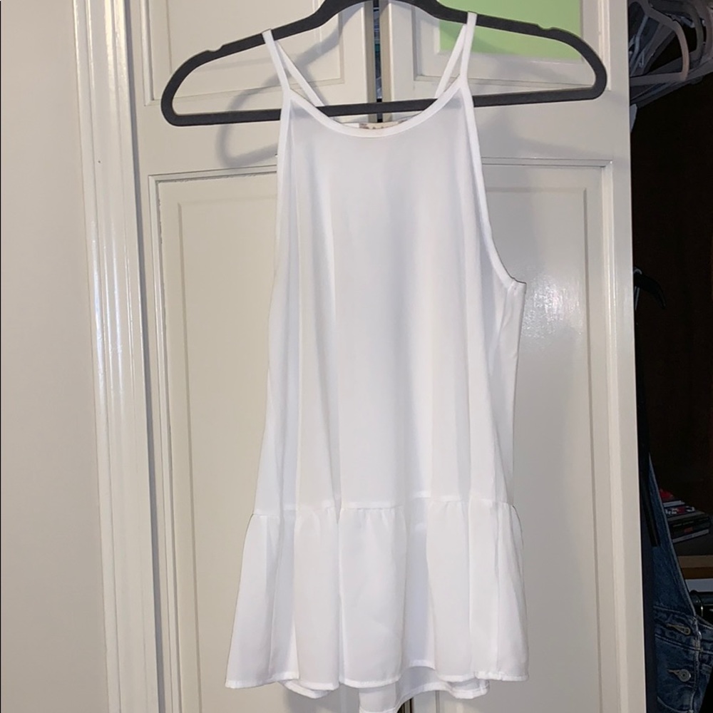 White Peplum Tank with Bow Detail!!